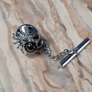Silver Spider Tie Tack Pin.
